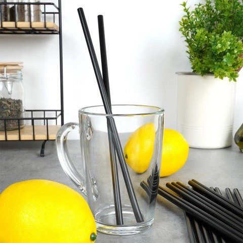 Słomki do Napojów Czarne Zestaw 50 szt. Wielorazowe 22 cm VILDE