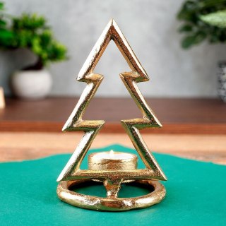Świecznik Choinka Tealight 1 Świeczka Świąteczny Złoty Loft VILDE 16 cm