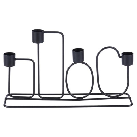 Świecznik Dekoracyjny Metalowy Czarny na 4 Świeczki ORION 27x7x16 cm