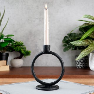 Świecznik Dekoracyjny Ozdobny Aluminiowy Czarny ORION 19 cm