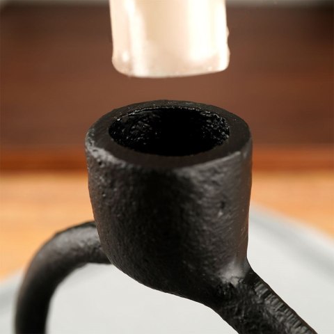 Świecznik Dekoracyjny Ozdobny Aluminiowy Czarny ORION 19 cm