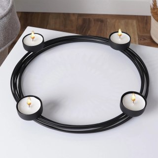 Świecznik Dekoracyjny Ozdobny Metalowy Czarny na 4 Świeczki ORION 28x3,5 cm