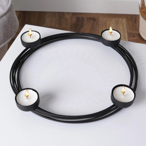 Świecznik Dekoracyjny Ozdobny Metalowy Czarny na 4 Świeczki ORION 28x3,5 cm