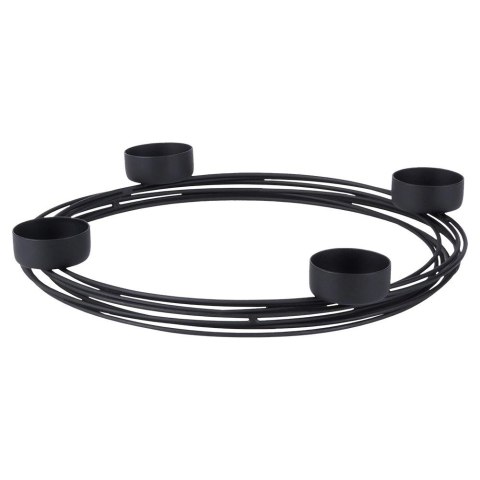 Świecznik Dekoracyjny Ozdobny Metalowy Czarny na 4 Świeczki ORION 28x3,5 cm