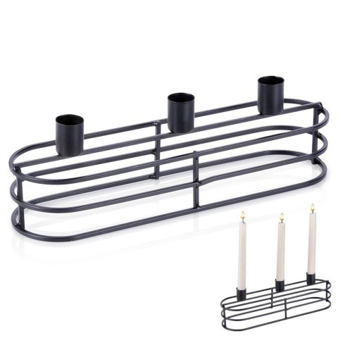 Świecznik Metalowy Czarny na 3 Świeczki HOME STYLING COLLECTION LOFT