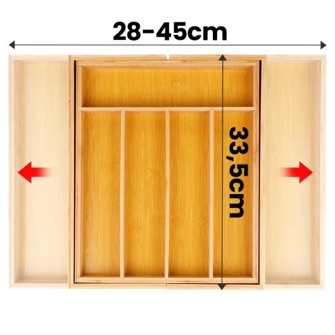 Wkład na Sztućce do Szuflady VILDE Bambus Rozsuwany 28-45 cm