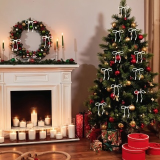 12 szt. Eleganckich kokardek do dekoracji choinki, kokardy na druciku do wieńców, pakowania prezentów, dekoracji ślubnych,