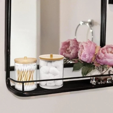 Akrylowe pudełko do przechowywania Słoik łazienkowy Organizer do makijażu Bawełniany okrągły uchwyt