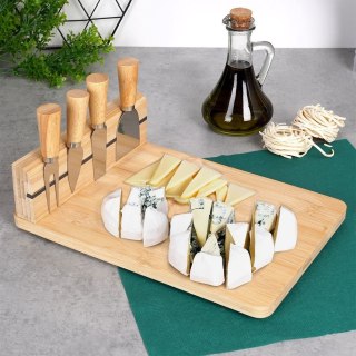 Zestaw Deska do Serów z Nożami Bambusowa Ekologiczna ORION 5 el.
