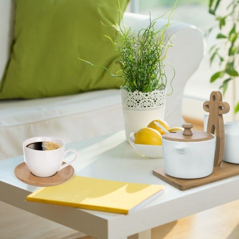 Zestaw Filiżanek z Podstawkami Porcelanowe Małe Białe 6 szt. ORION 100 ml