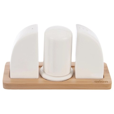 Zestaw Solniczka Pieprzniczka Porcelanowa Biała ze Stojakiem ORION 4 el.