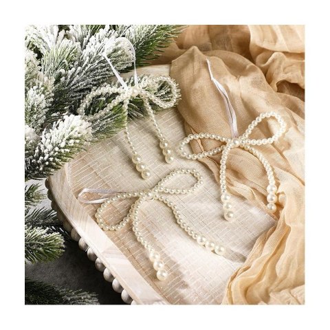 Kokardki perełkowe na choinkę, ozdoby świąteczne 10 x 12 cm, zestaw 6 szt. - WOZ53