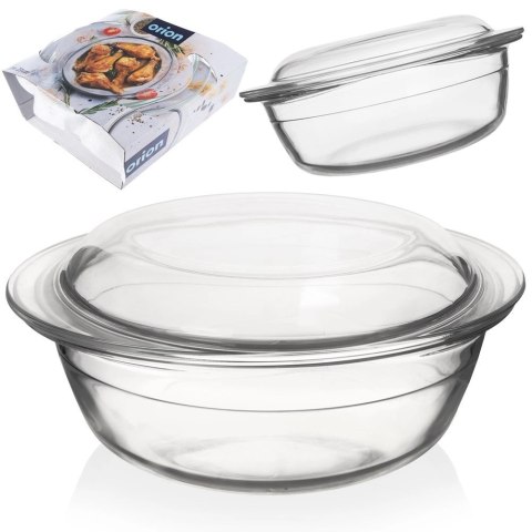 Naczynie Żaroodporne z Pokrywką do Pieczenia Szklane Małe Trwałe ORION 2,2 L