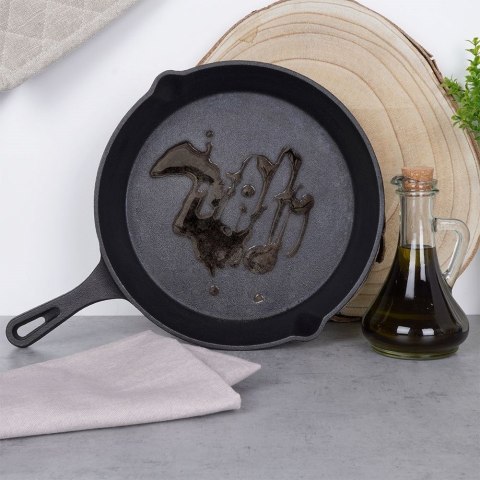 Żeliwna Patelnia 25 cm Odporna Okrągła Indukcja ORION