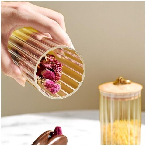 Cukiernica, pojemnik ryflowany z przykrywką bambusowa, rozm. S, 550 ml 1szt SZK167