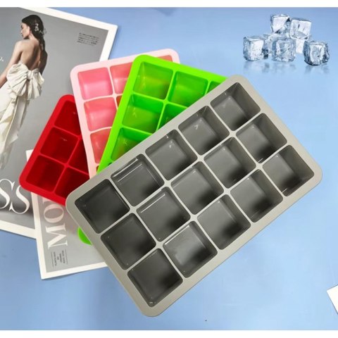 Foremki silikonowe do kostek lodów 15 kostek, szary FNL04