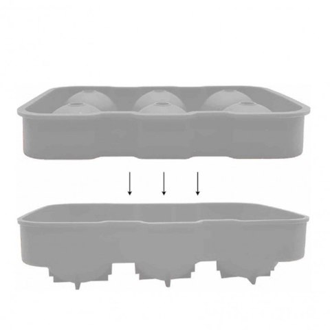 Foremki silikonowe do kostek lodów, na 6 dużych kulek lodu, szary FNL01