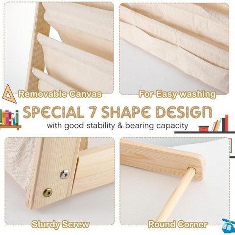 Regał, 6 poziomowy stojak, organizer na książki z kieszonkami 79 x 60 cm SZ45