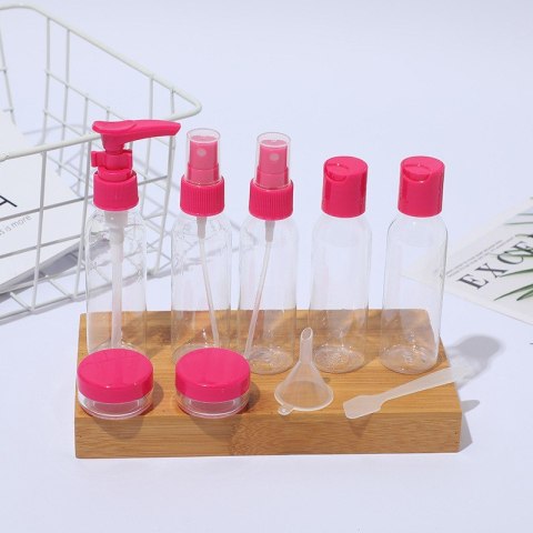 Zestaw pojemniczków i akcesoriów podróżnych 9w1 fuksja KS136F