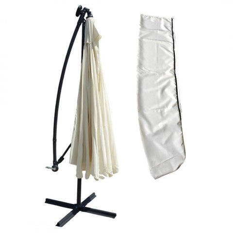 Parasol ogrodowy z wysięgnikiem i falbanką, kremowy 3,5 m. OGP10