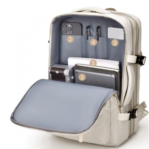 Plecak podróżny, kabinowy do samolotu, wodoodporny z USB, 44x30x16/26cm PL178