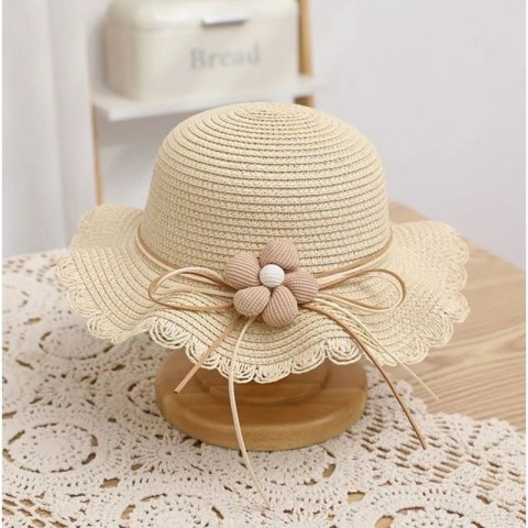 ZESTAW torebka i kapelusz 52cm dla dziewczynki słomiane KWIAT CZ55