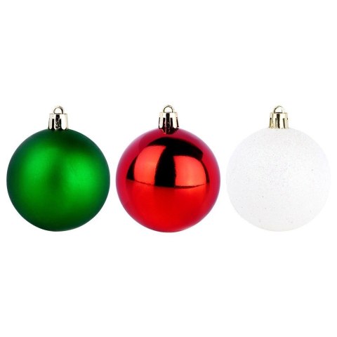 Bombki Choinkowe VILDE Czerwone Zielone Białe 6 cm Zestaw 12 szt.