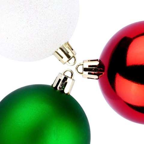 Bombki Choinkowe VILDE Czerwone Zielone Białe 6 cm Zestaw 12 szt.