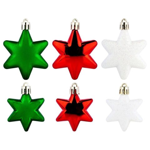 Bombki Choinkowe VILDE Gwiazdki Czerwone Zielone Białe 5/6 cm 16 szt.