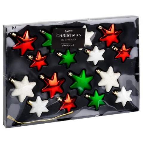 Bombki Choinkowe VILDE Gwiazdki Czerwone Zielone Białe 5/6 cm 16 szt.