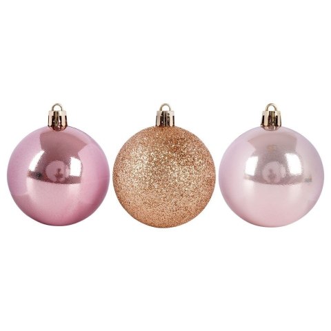 Bombki Choinkowe VILDE Różowe 6 cm Zestaw 12 szt. Nietłukące Brokat