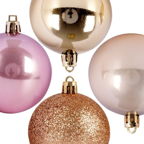 Bombki Choinkowe VILDE Różowe Złote 6 cm Zestaw 9 szt. Brokat Perła