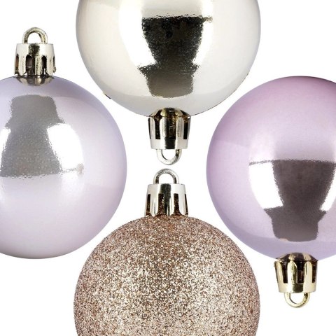 Bombki Choinkowe VILDE Różowo-Złote 5 cm 12 szt. Nietłukące Brokat