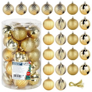 Bombki Choinkowe VILDE Złote 6 cm 25 szt. Nietłukące Brokatowe i Matowe