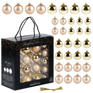 Bombki choinkowe szklane złote 4/5/6 cm 34 szt.