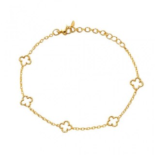 Bransoletka na rękę stal chirurgiczna pozłacana 14k złotem, koniczynka BST1594