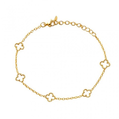 Bransoletka na rękę stal chirurgiczna pozłacana 14k złotem, koniczynka BST1594