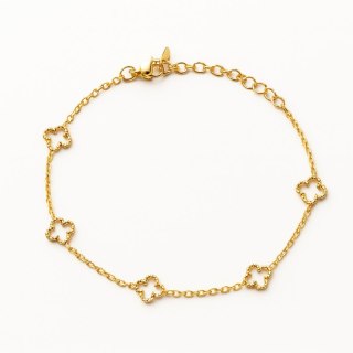 Bransoletka na rękę stal chirurgiczna pozłacana 14k złotem, koniczynka BST1594