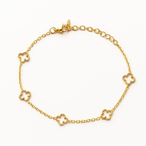 Bransoletka na rękę stal chirurgiczna pozłacana 14k złotem, koniczynka BST1594