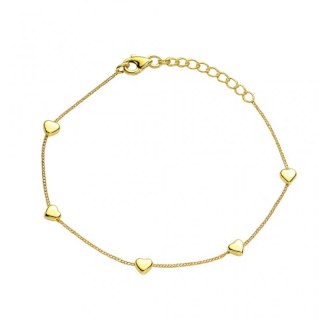 Bransoletka na rękę stal chirurgiczna pozłacana 14k złotem, serduszka BST1593