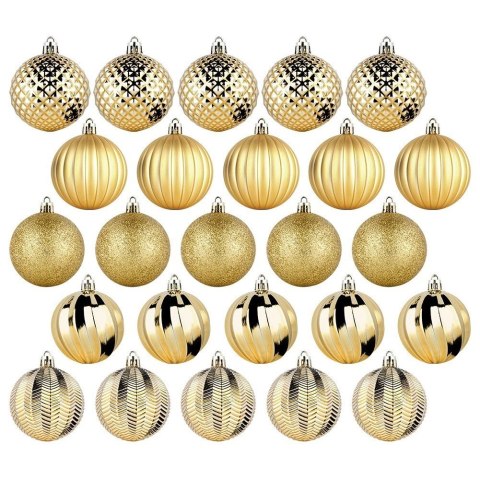 Bombki Choinkowe VILDE Złote 6 cm 25 szt. Nietłukące Brokatowe i Matowe