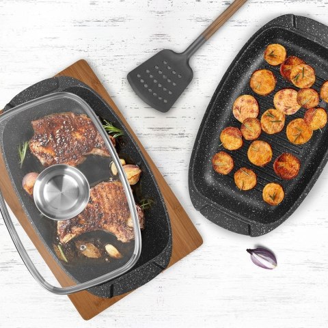 Brytfanna ORION Granitowa 3w1 GRANDE 5 L 39 x 22 cm Patelnia Pokrywka