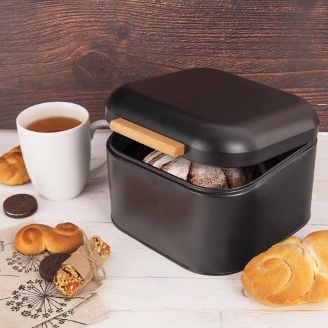 Chlebak Pojemnik na Chleb Metalowy Mały Czarny ORION 21,5 x 20 x 14,5 cm