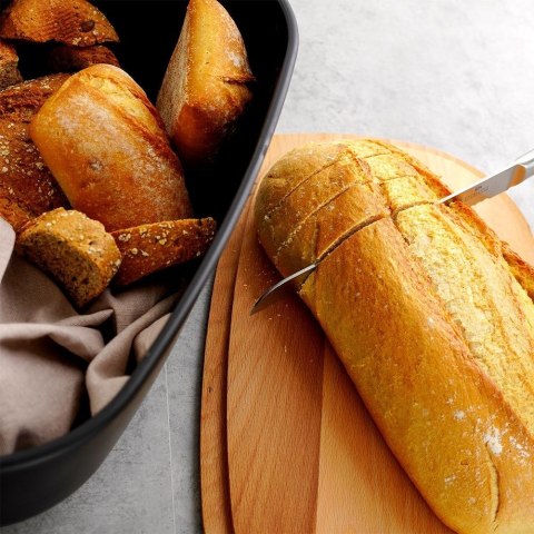 Chlebak na Pieczywo Chleb z Deską Czarny Solidny VILDE 39 x 23,5 x 15,5 cm