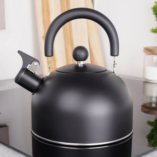 Czajnik Indukcja Gaz z Gwizdkiem Stalowy Czarny Solidny Trwały VILDE 2 l