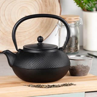 Czajnik do Herbaty Naparów z Zaparzaczem Żeliwny Emaliowany Czarny ORION 1l