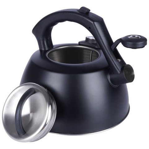 Czajnik na Gaz Indukcja z Gwizdkiem Termometrem Stalowy Czarny VILDE 3 l