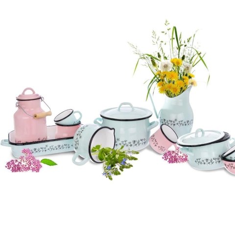 Garnek Emaliowany 2,3 L ORION Zielony LOUKA 16 cm z Pokrywką