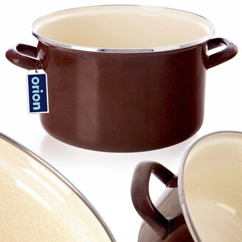 Garnek Emaliowany 4 L ORION BROWN Retro 22 cm Indukcja Zmywarka