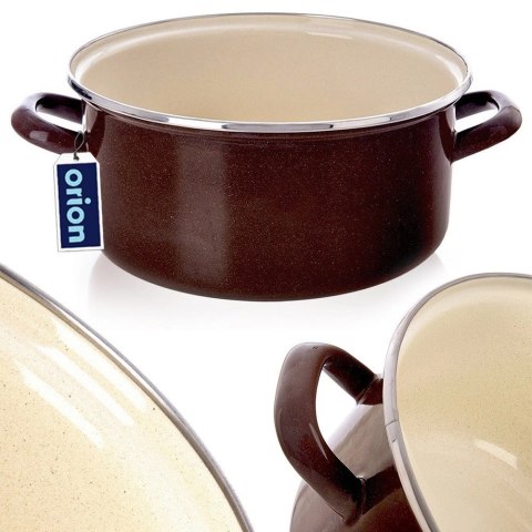 Garnek Emaliowany 4 L ORION BROWN Retro Średnica 24 cm Indukcja
